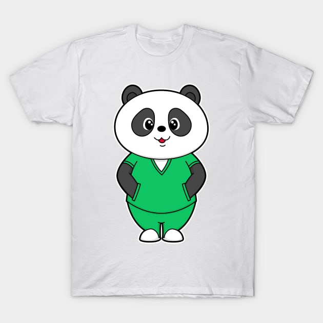 Panda as Nurse with Smock T-Shirt by Markus Schnabel